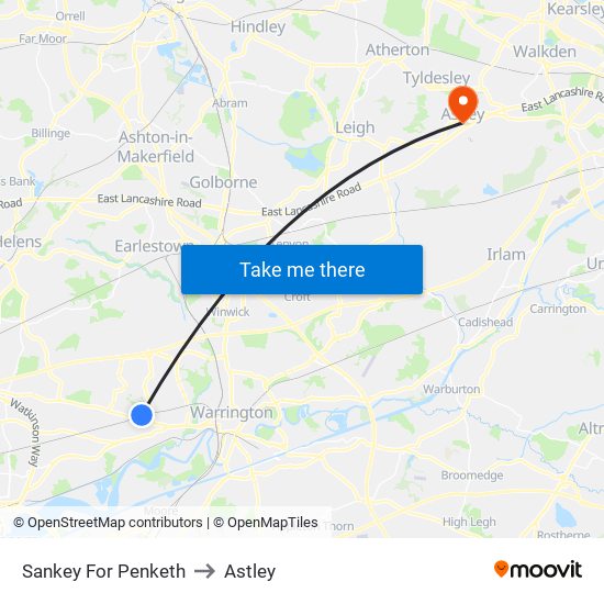 Sankey For Penketh to Astley map