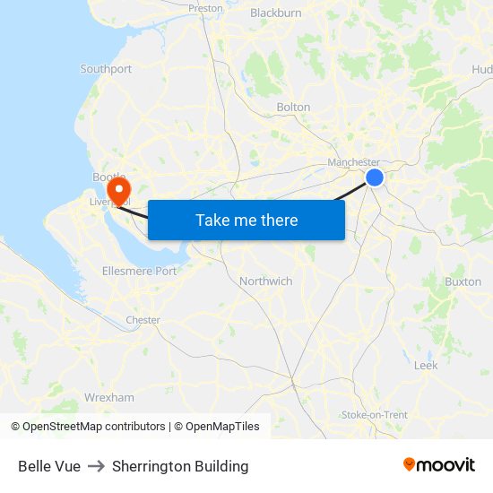 Belle Vue to Sherrington Building map