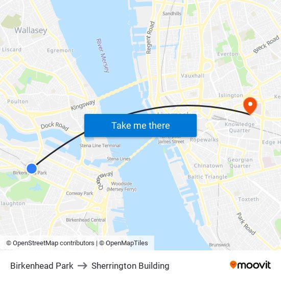 Birkenhead Park to Sherrington Building map