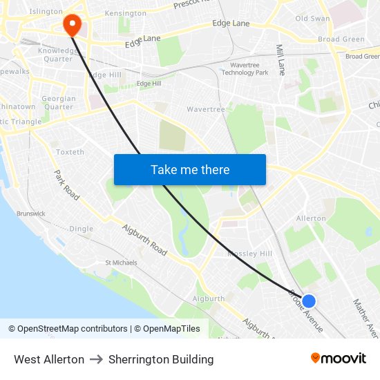 West Allerton to Sherrington Building map