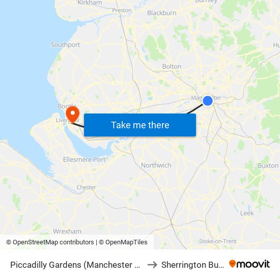 Piccadilly Gardens (Manchester Metrolink) to Sherrington Building map