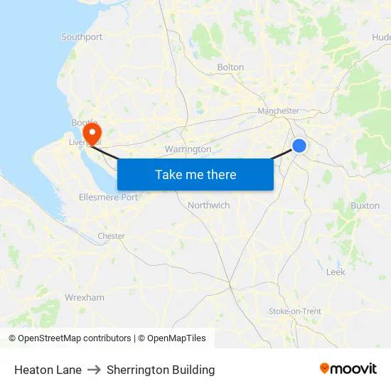 Heaton Lane to Sherrington Building map