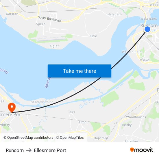 Runcorn to Ellesmere Port map