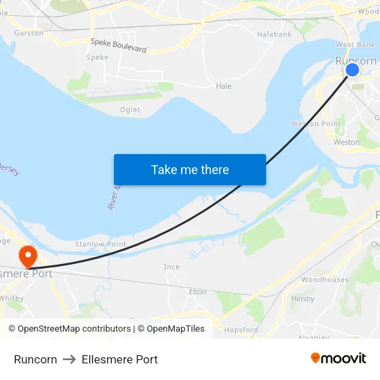 Runcorn to Ellesmere Port map