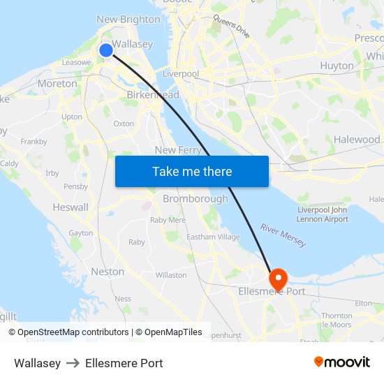 Wallasey to Ellesmere Port map