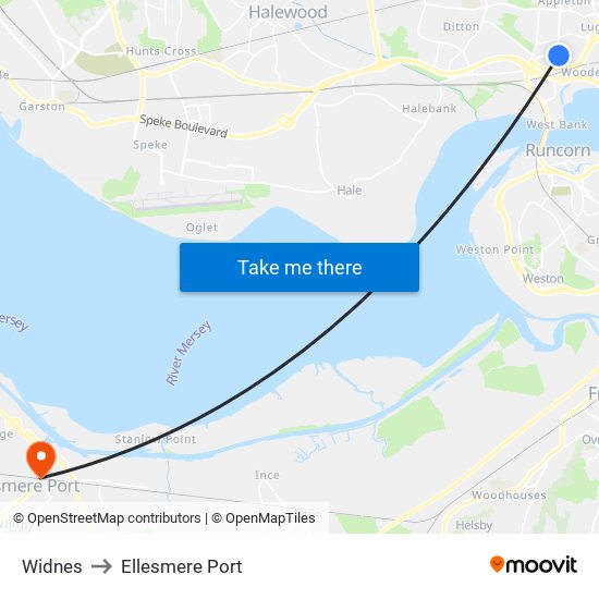 Widnes to Ellesmere Port map