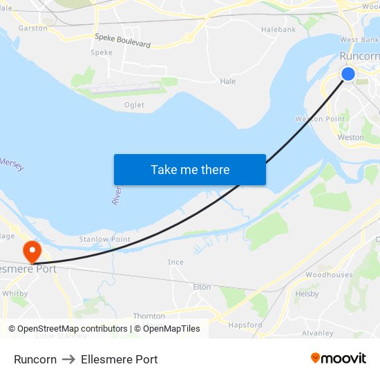 Runcorn to Ellesmere Port map