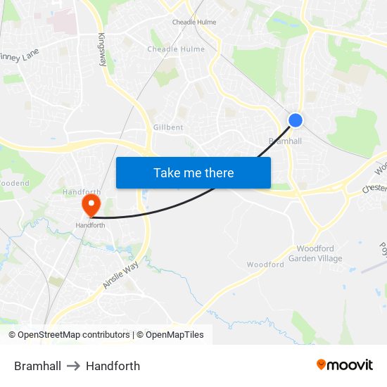 Bramhall to Handforth map