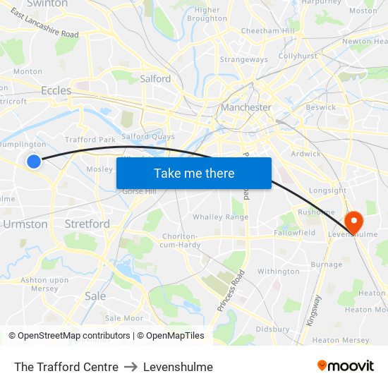 The Trafford Centre to Levenshulme map