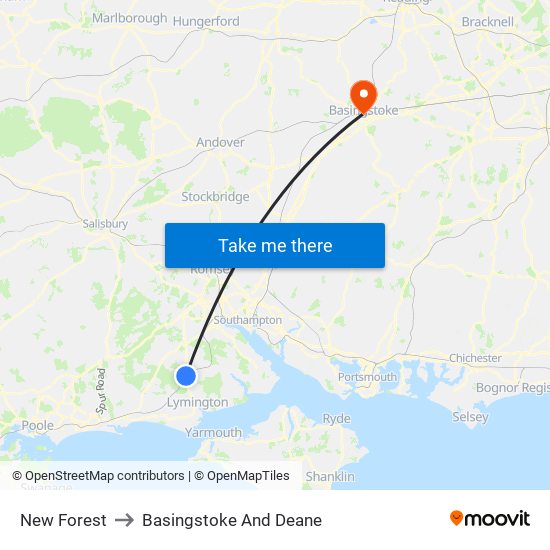 New Forest to Basingstoke And Deane map