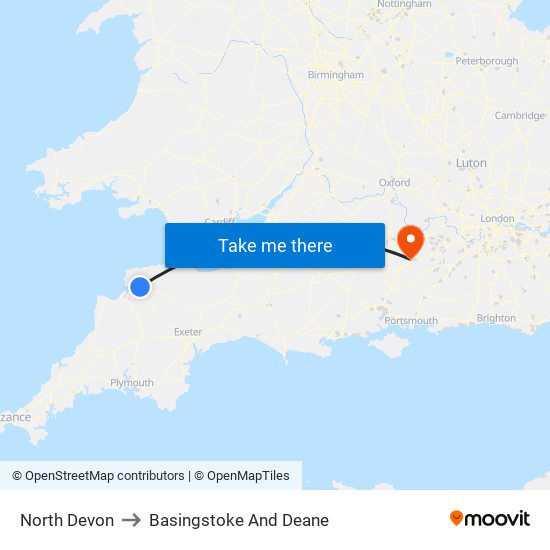 North Devon to Basingstoke And Deane map