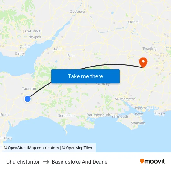 Churchstanton to Basingstoke And Deane map