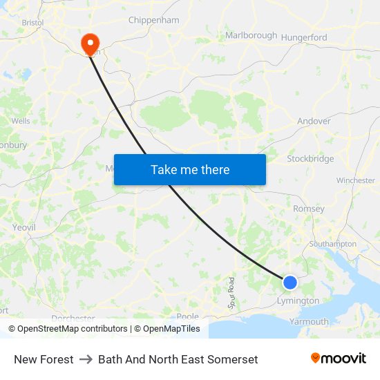 New Forest to Bath And North East Somerset map