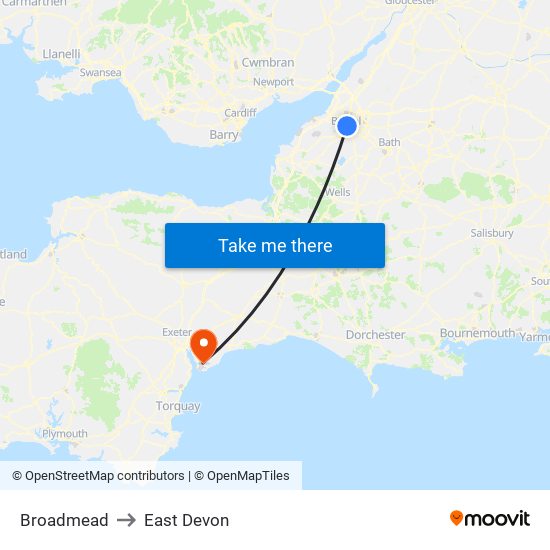 Broadmead to East Devon map