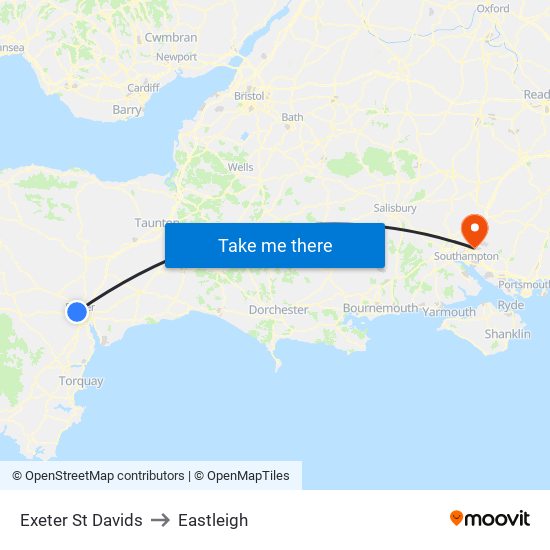 Exeter St Davids to Eastleigh map