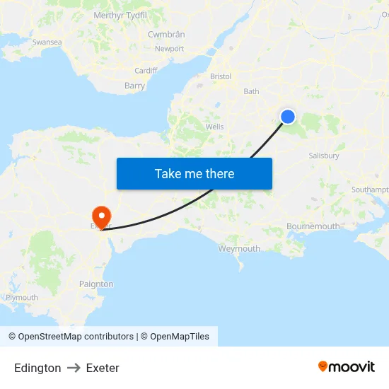 Edington to Exeter with public transportation