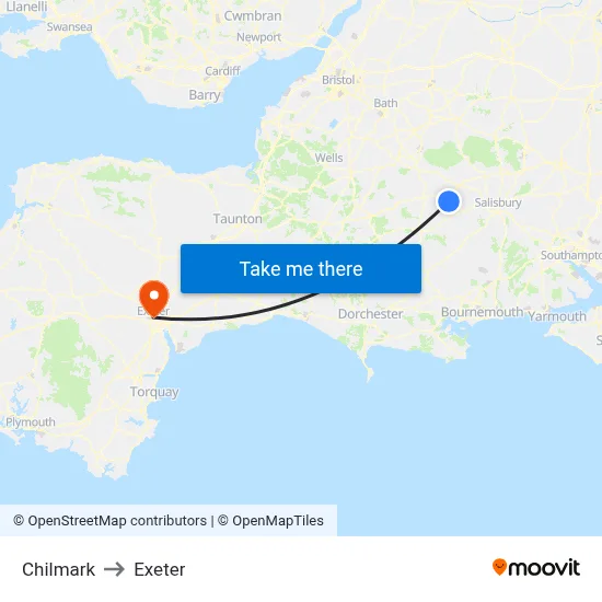 Chilmark to Exeter map