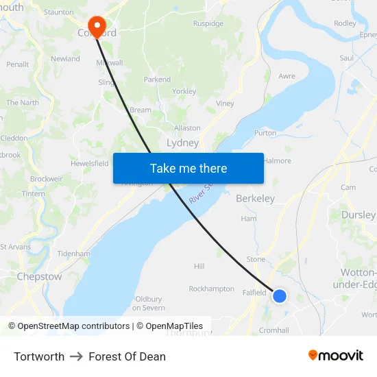 Tortworth to Forest Of Dean map
