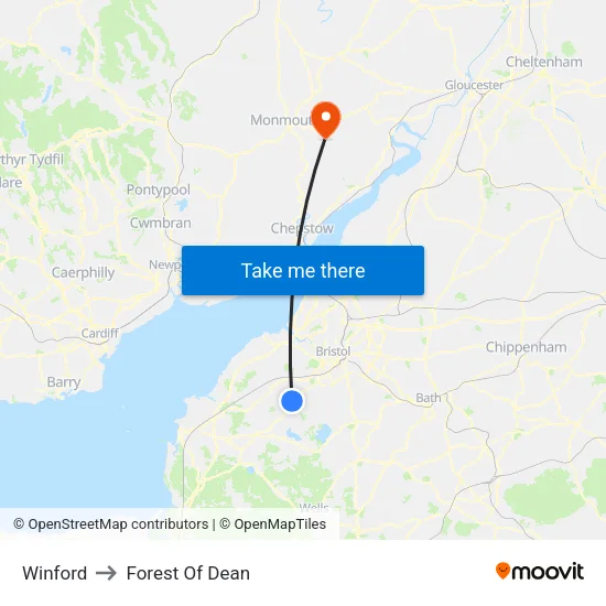 Winford to Forest Of Dean map