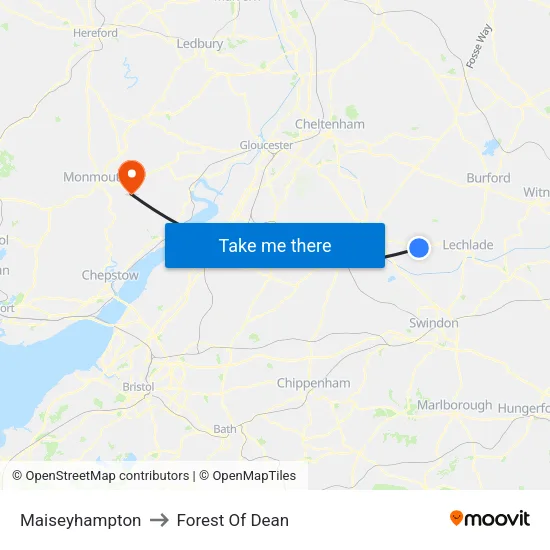 Maiseyhampton to Forest Of Dean map