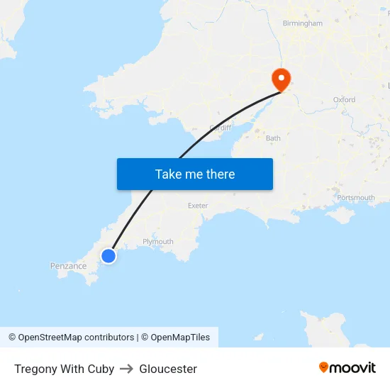 Tregony With Cuby to Gloucester map