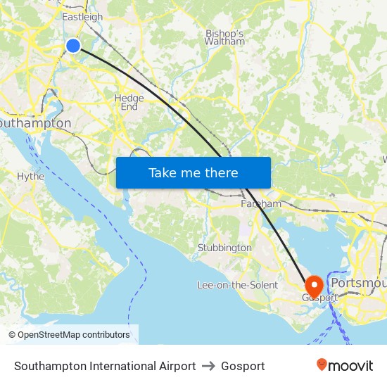 Southampton International Airport to Gosport map