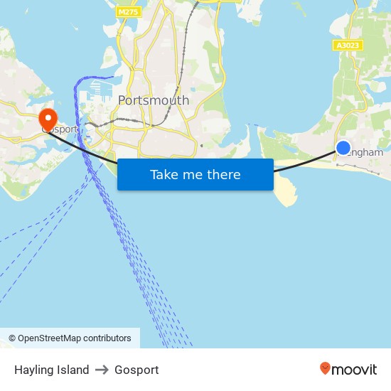 Hayling Island to Gosport map