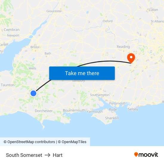 South Somerset to Hart map