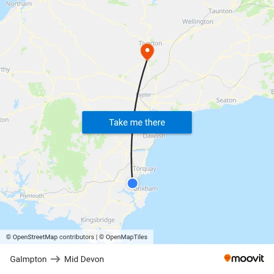Galmpton to Mid Devon map