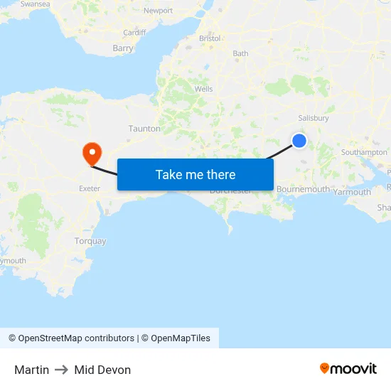 Martin to Mid Devon map