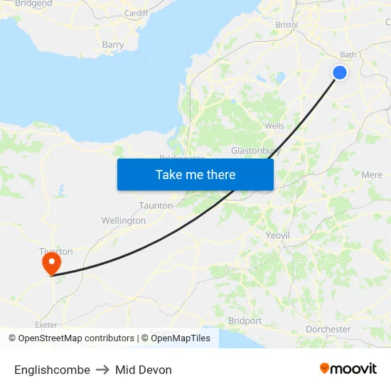 Englishcombe to Mid Devon map