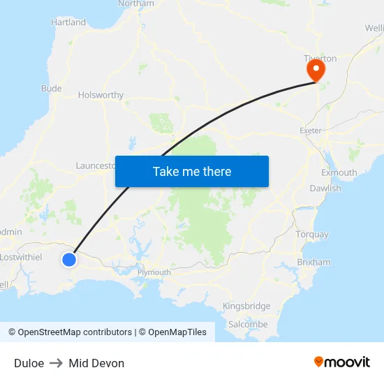 Duloe to Mid Devon map