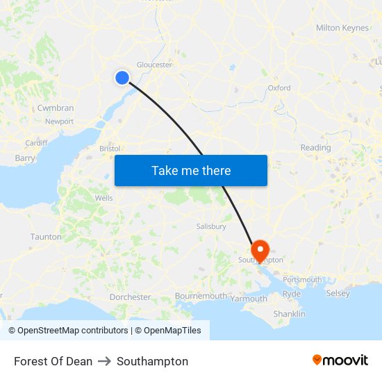 Forest Of Dean to Southampton map