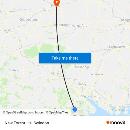 New Forest to Swindon map