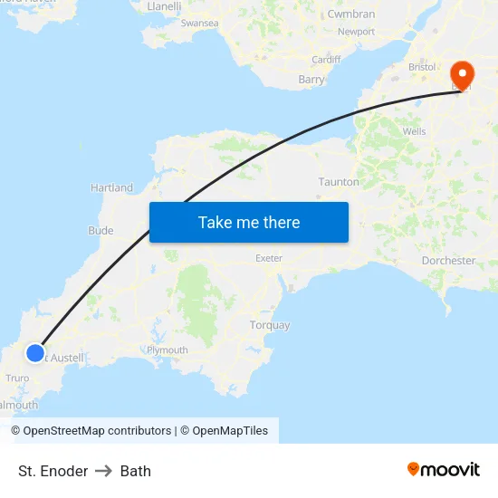 St. Enoder to Bath map