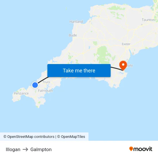 Illogan to Galmpton map