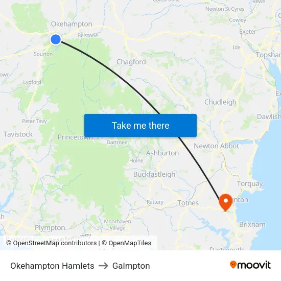 Okehampton Hamlets to Galmpton map