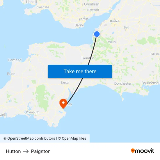 Hutton to Paignton map