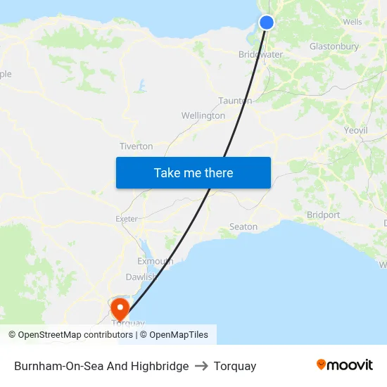 Burnham-On-Sea And Highbridge to Torquay map