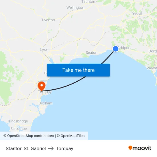 Stanton St. Gabriel to Torquay map