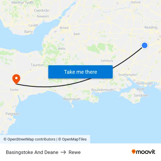 Basingstoke And Deane to Rewe map