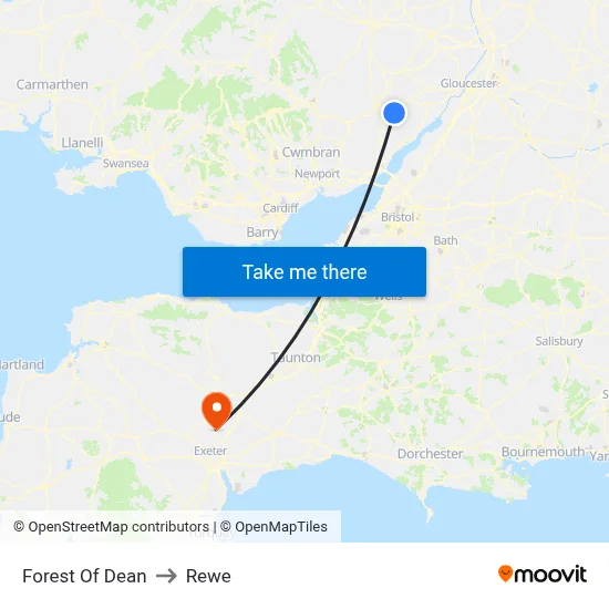 Forest Of Dean to Rewe map