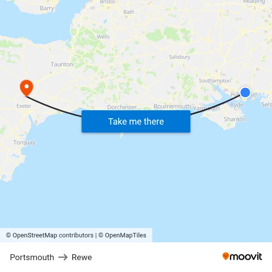 Portsmouth to Rewe map