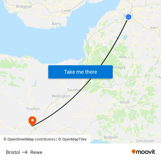 Bristol to Rewe map