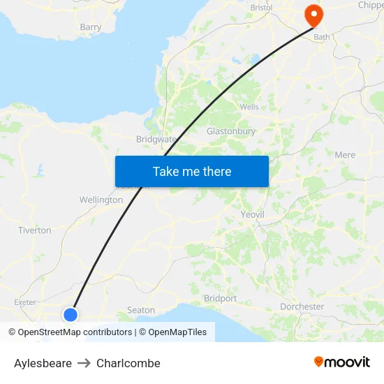 Aylesbeare to Charlcombe map