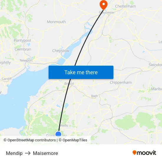 Mendip to Maisemore map
