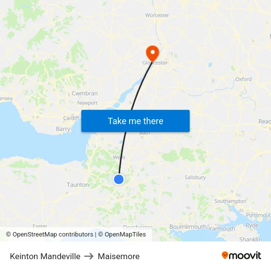 Keinton Mandeville to Maisemore map