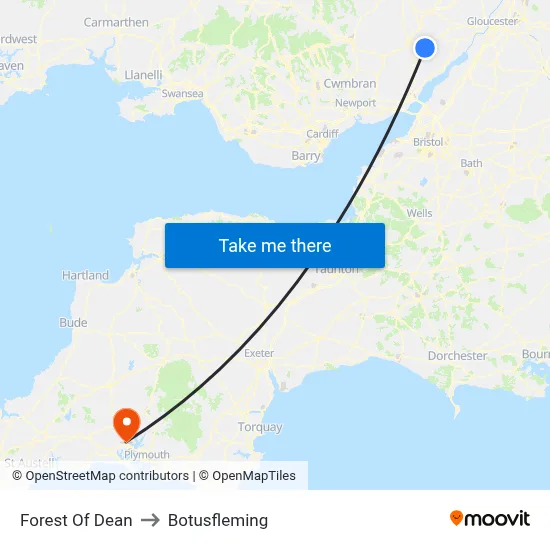 Forest Of Dean to Botusfleming map