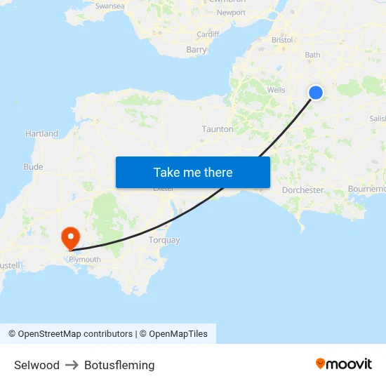 Selwood to Botusfleming map