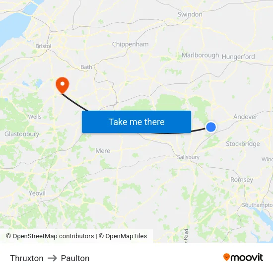 Thruxton to Paulton map